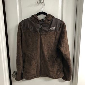 Brown North Face hooded jacket